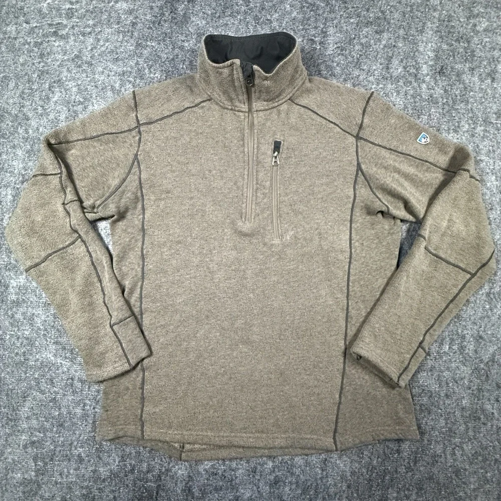 Kuhl Interceptr 1/4 Zip Fleece Mens M Oatmeal Alfpaca Pullover 3111